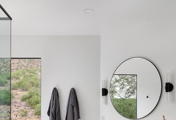 Frameless cabinet construction showing full-access openings