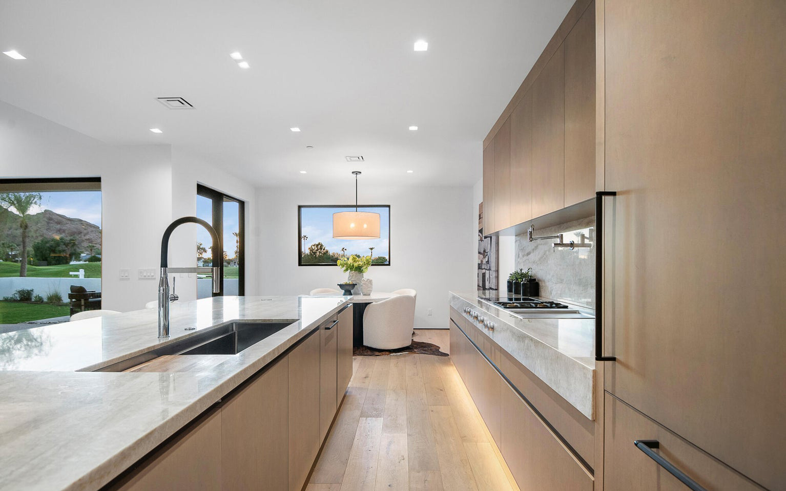 Wide view of the new build kitchen