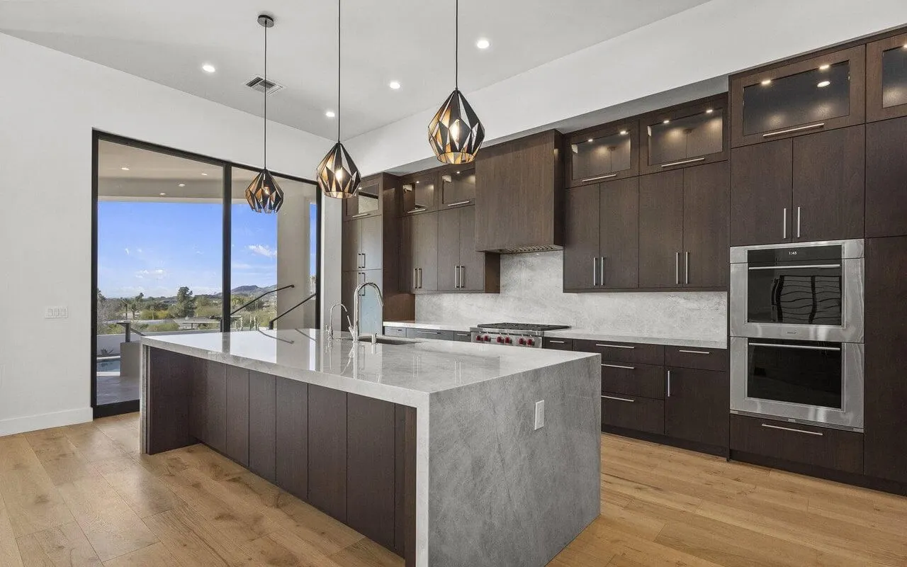 Wide view of the finished kitchen