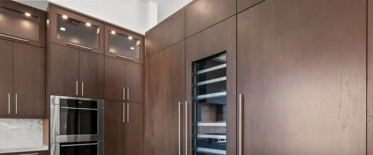 Wide view of the kitchen and island